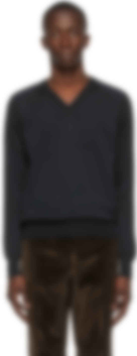 black knit v neck sweater
