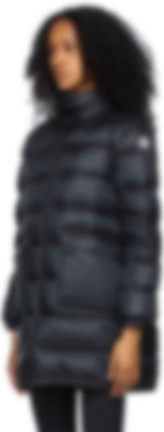 Moncler: Black Down Abricotier Coat | SSENSE