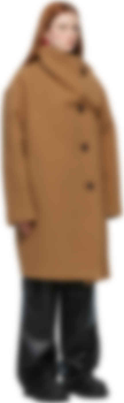 tan funnel neck coat