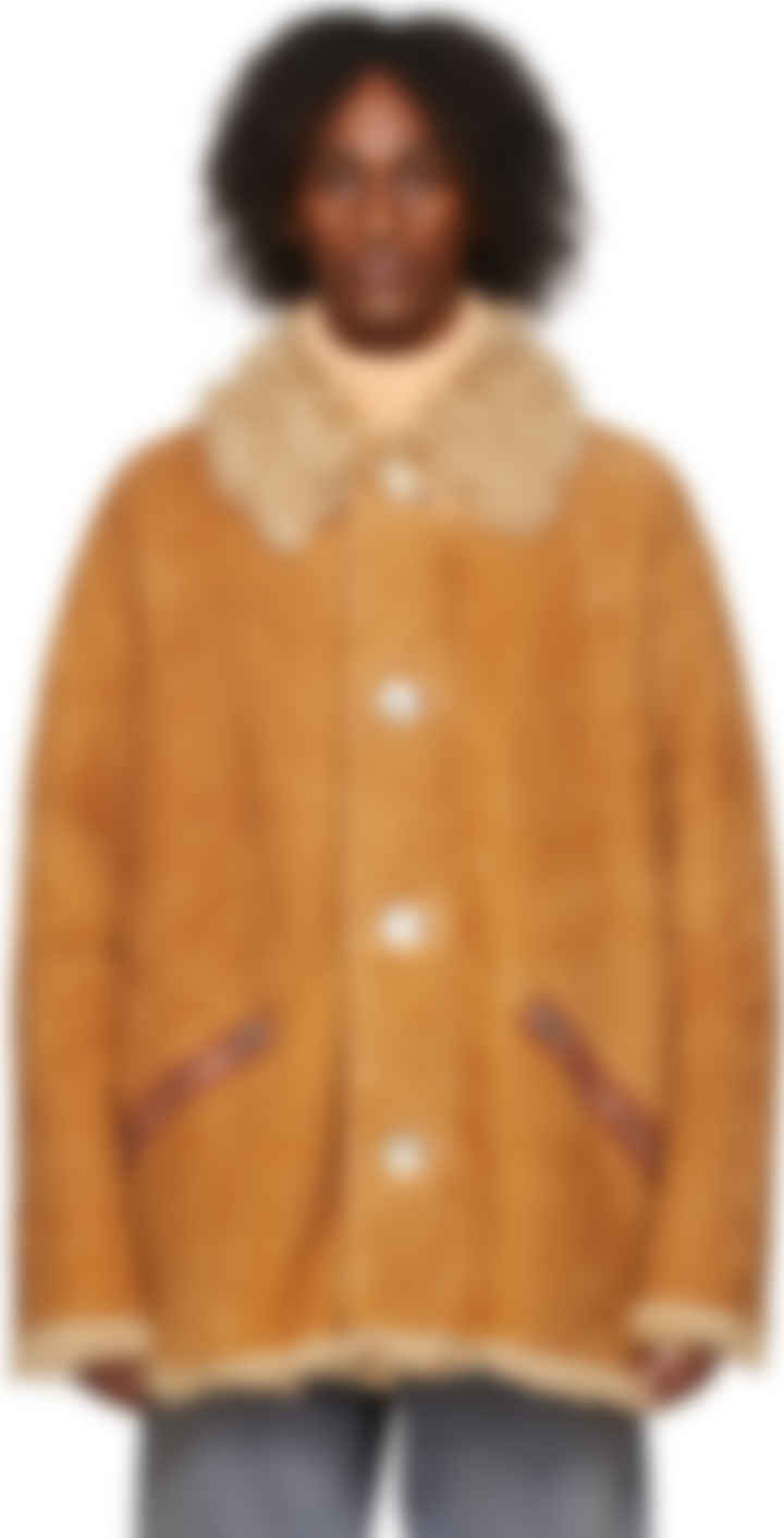 orange shearling coat