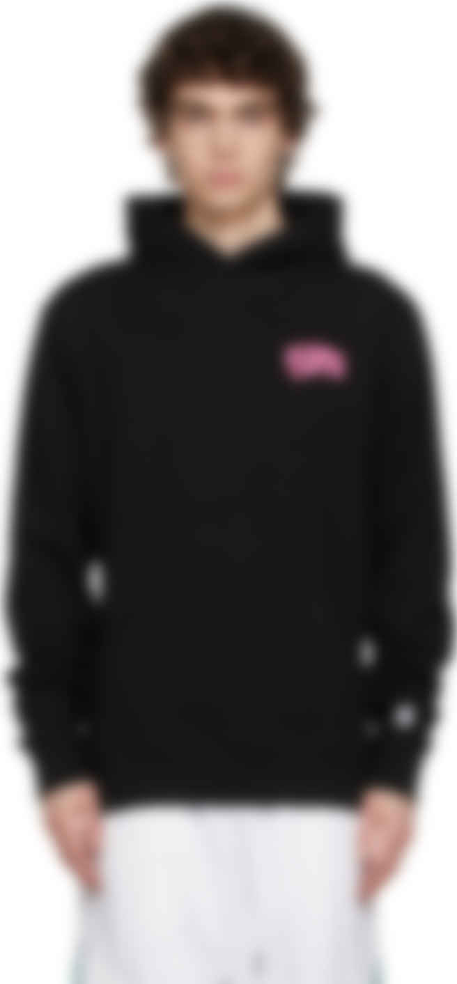 black hoodie small logo