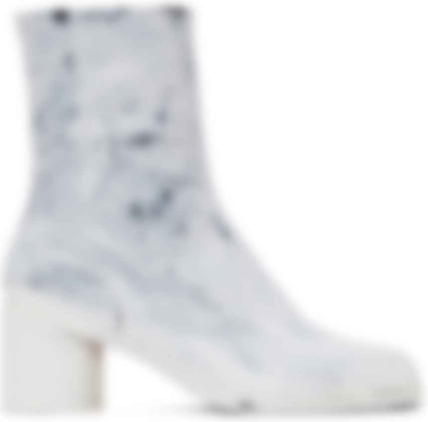 Maison Margiela: Bottes à moyen talon Bianchetto Tabi blanches | SSENSE  France