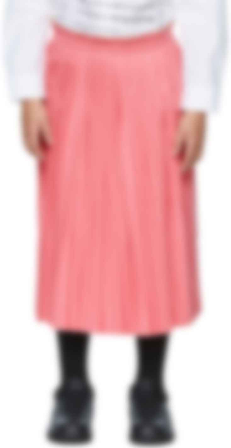 leather pleated skirt pink