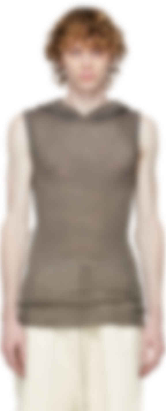 brown sleeveless hoodie