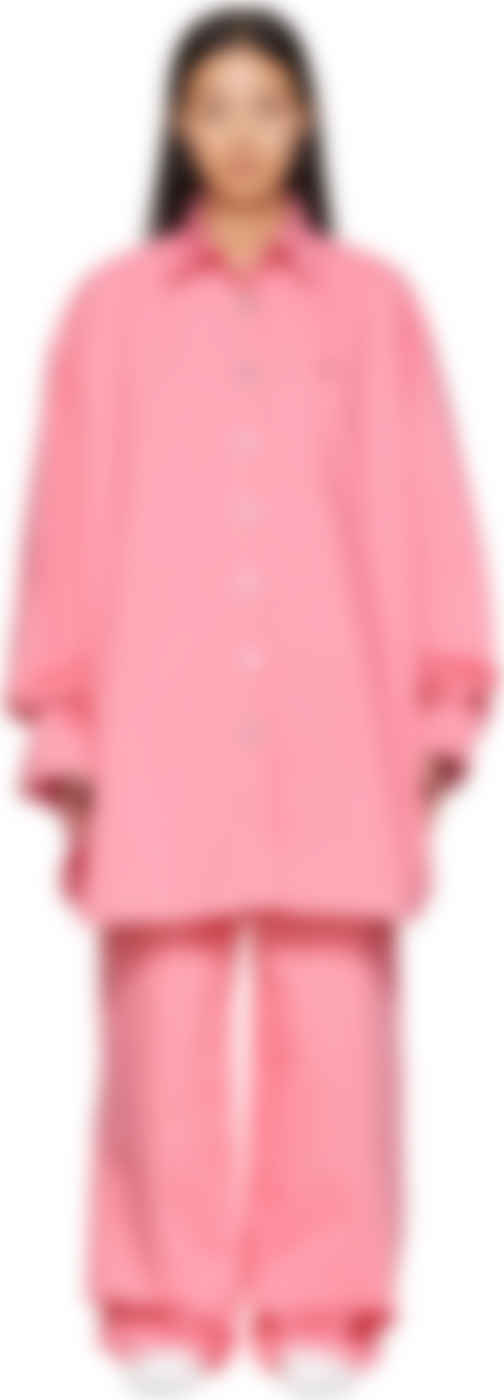 ピンク オーバーサイズ デニム シャツ
