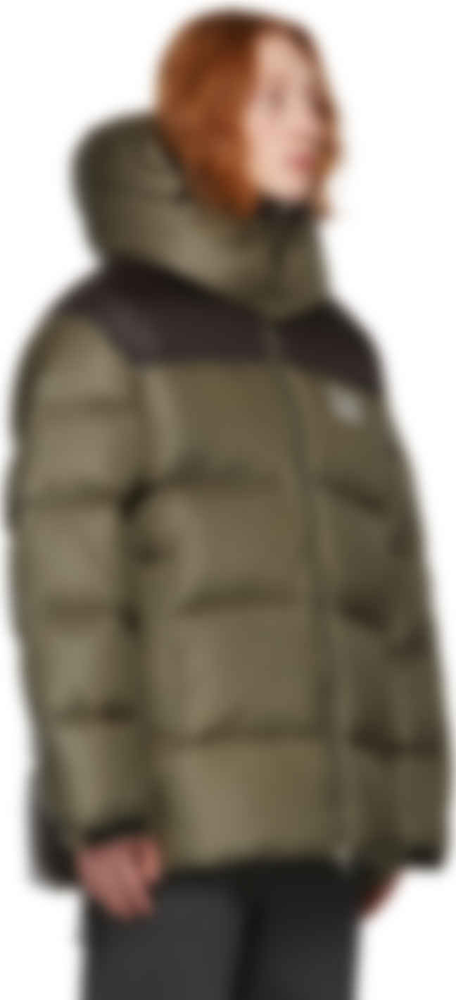 khaki down puffer coat