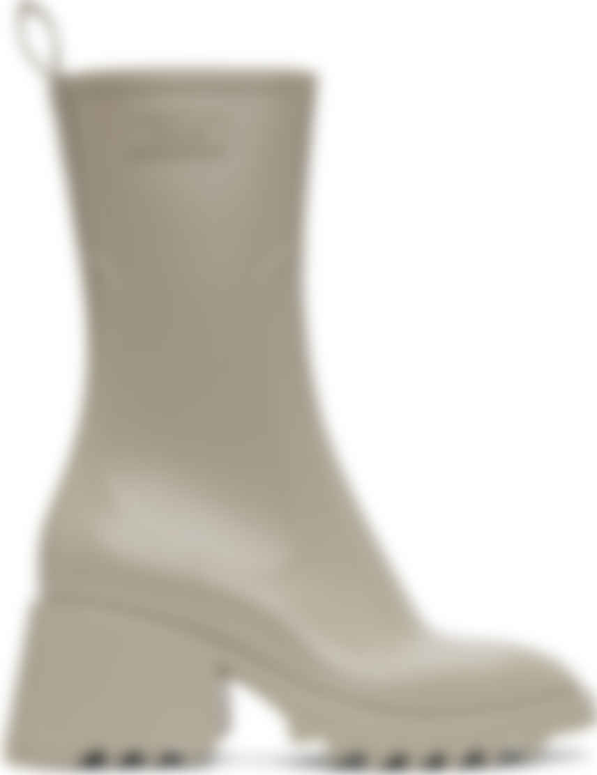 beige rain boots