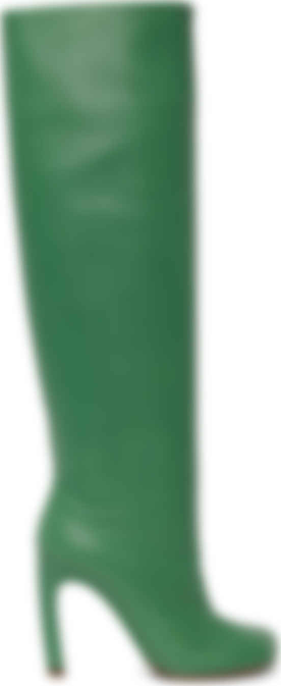 green leather boots