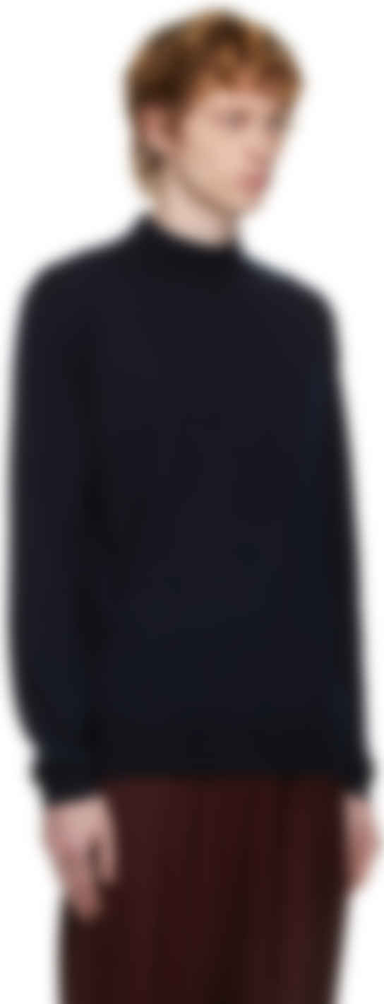 navy mock neck sweater