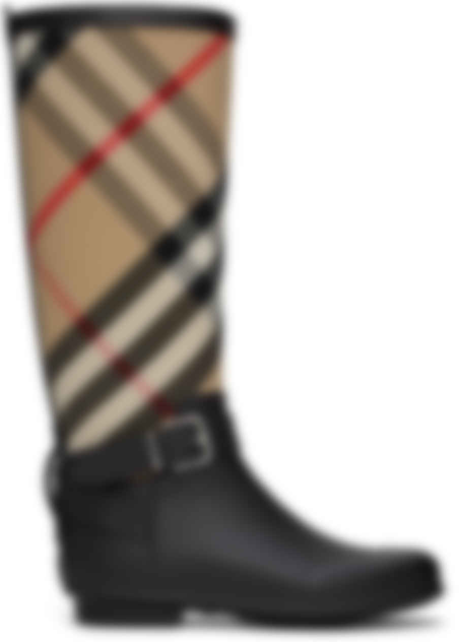 Burberry Black Vintage Check Simeon Rain Boot Ssense