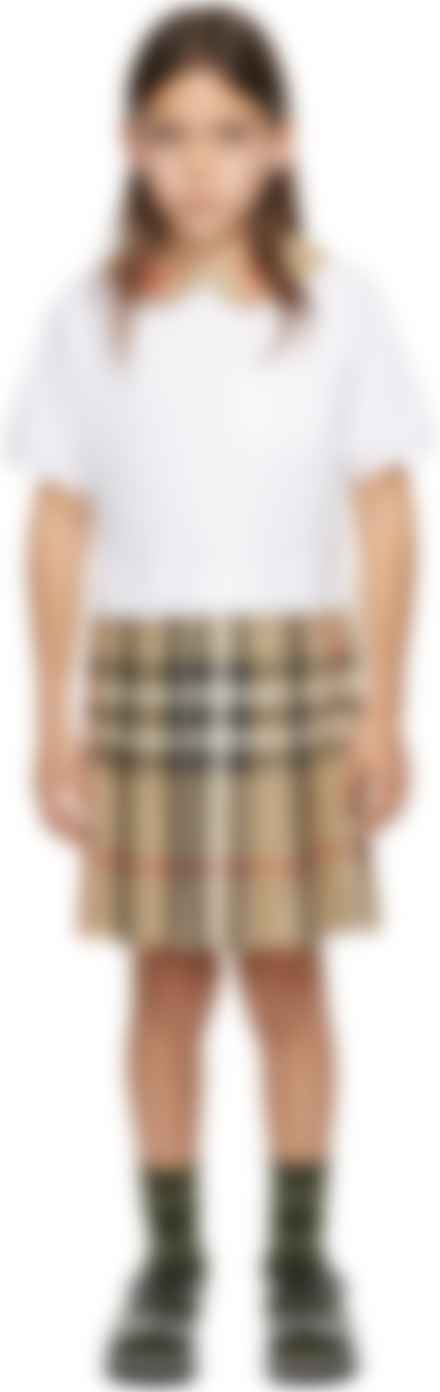 Burberry キッズ ホワイト ベージュ チェック ワンピース Ssense 日本