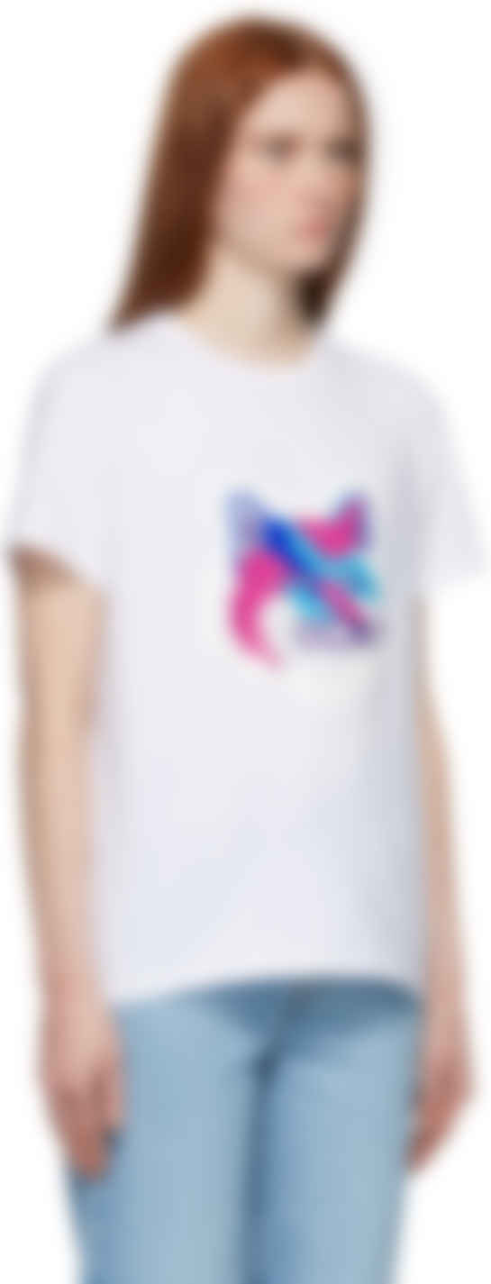 SSENSE Exclusive White Pixel Fox Head Print Classic T-Shirt