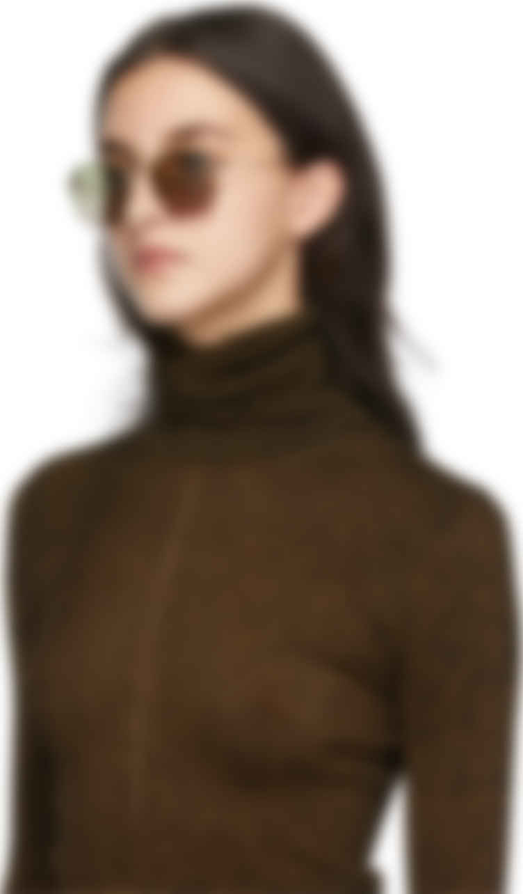 Saint Laurent: Gold \u0026 Green SL 422 Sunglasses | SSENSE UK