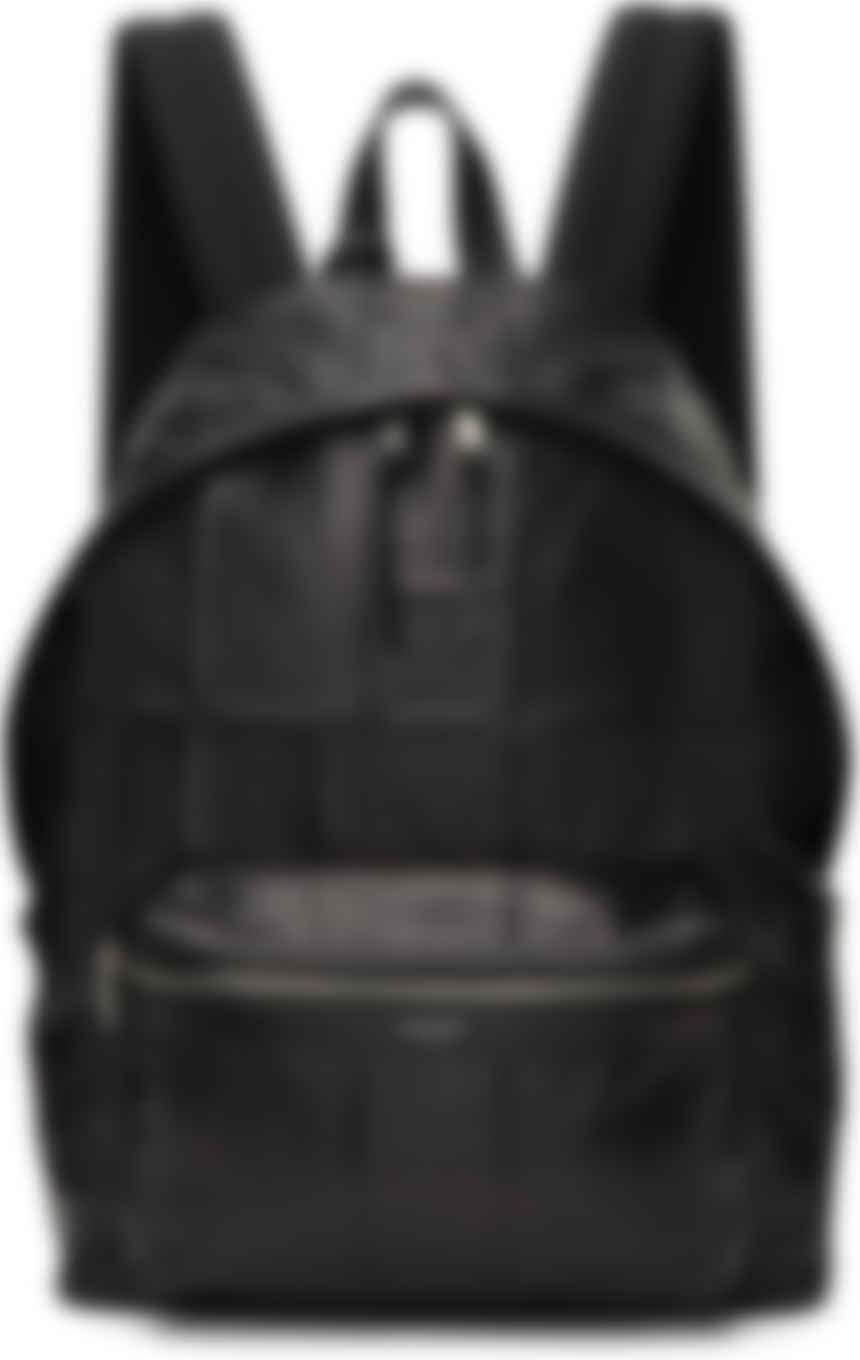 black leather square backpack