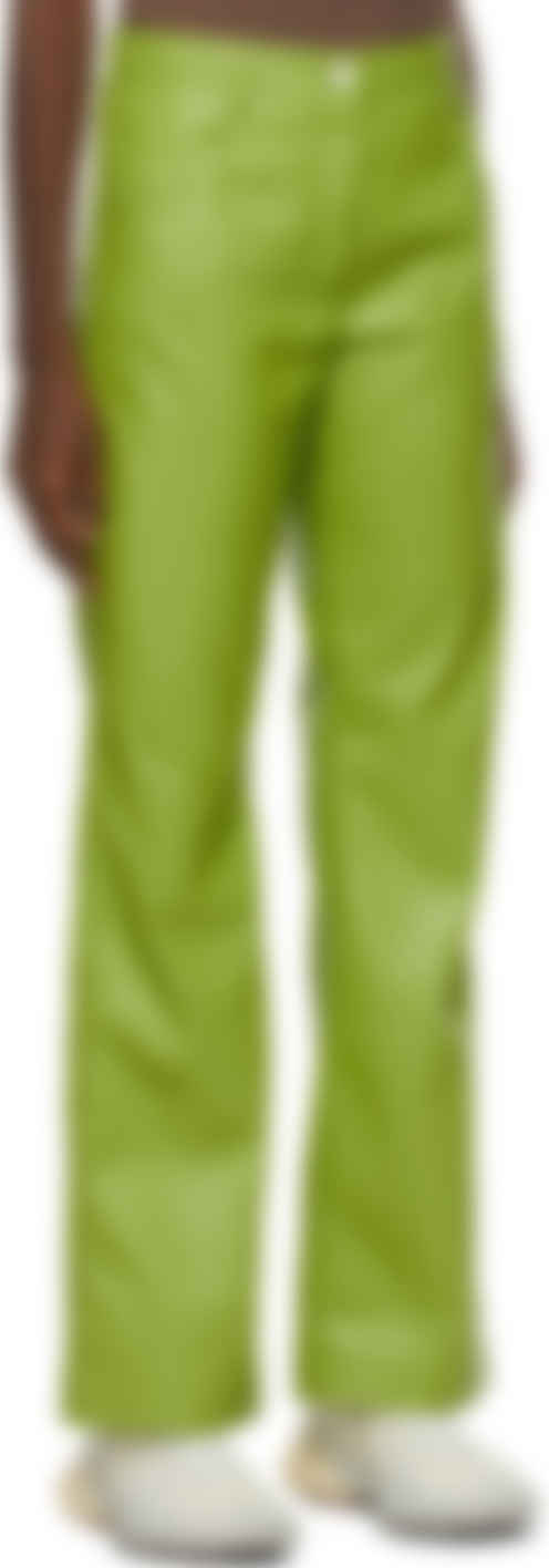 Leather trousers green Clearance
