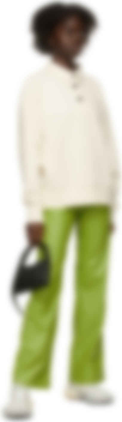 green faux leather trousers