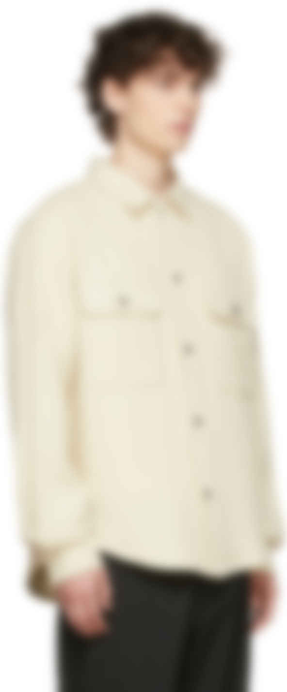 OffWhite Woven Shirt Jacket by Frame on Sale