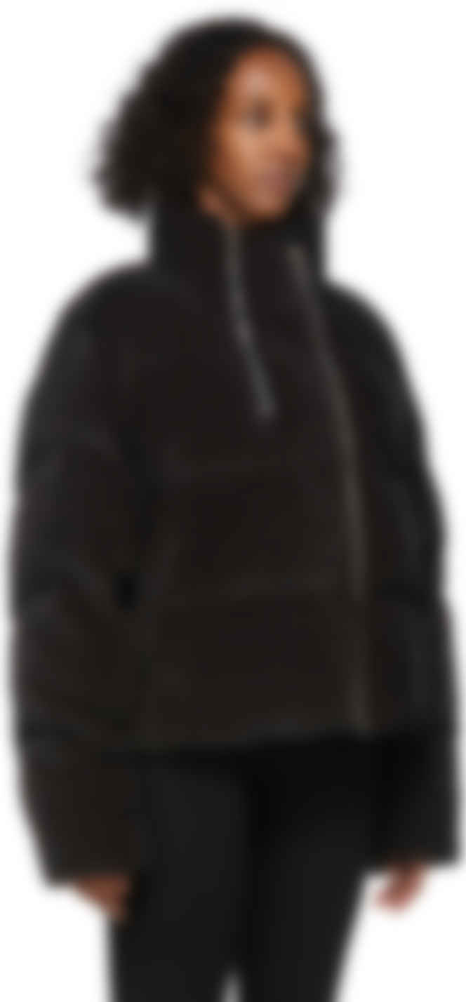 black suede puffer jacket