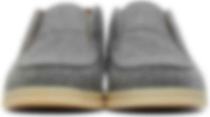 Loro Piana: Grey Cashmere Open Walk Loafers | SSENSE Canada