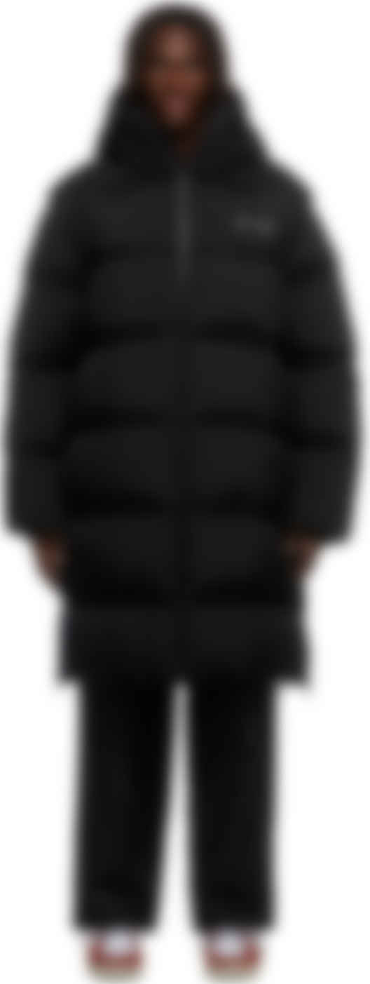 Off-White: Black Long Puffer Jacket 