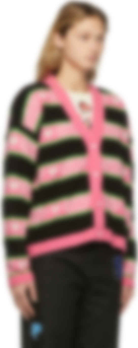 pink striped cardigan