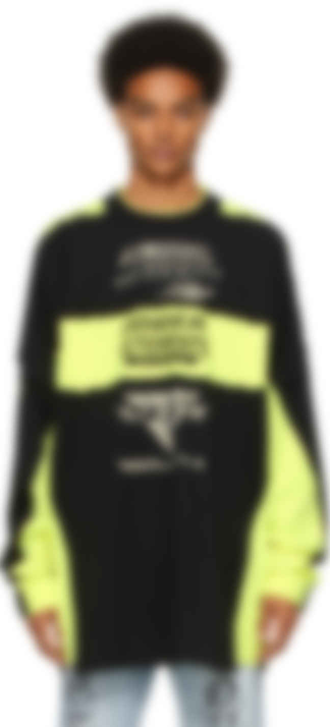 black and yellow long sleeve shirt