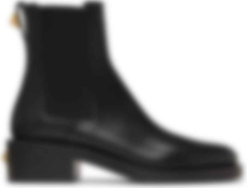 Leather Roman Stud Flat Chelsea Boots