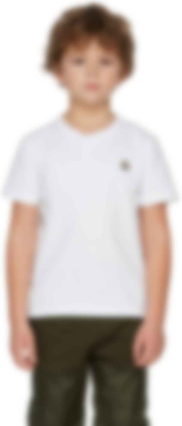 Kids White Logo T-Shirt by Moncler Enfant | SSENSE