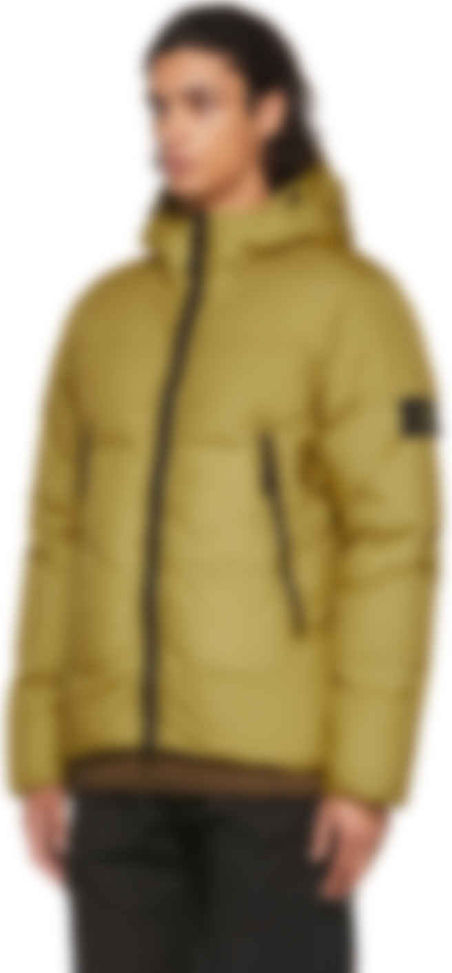 Stone Island: Beige Down Garment-Dyed Crinkle Reps NY Jacket | SSENSE