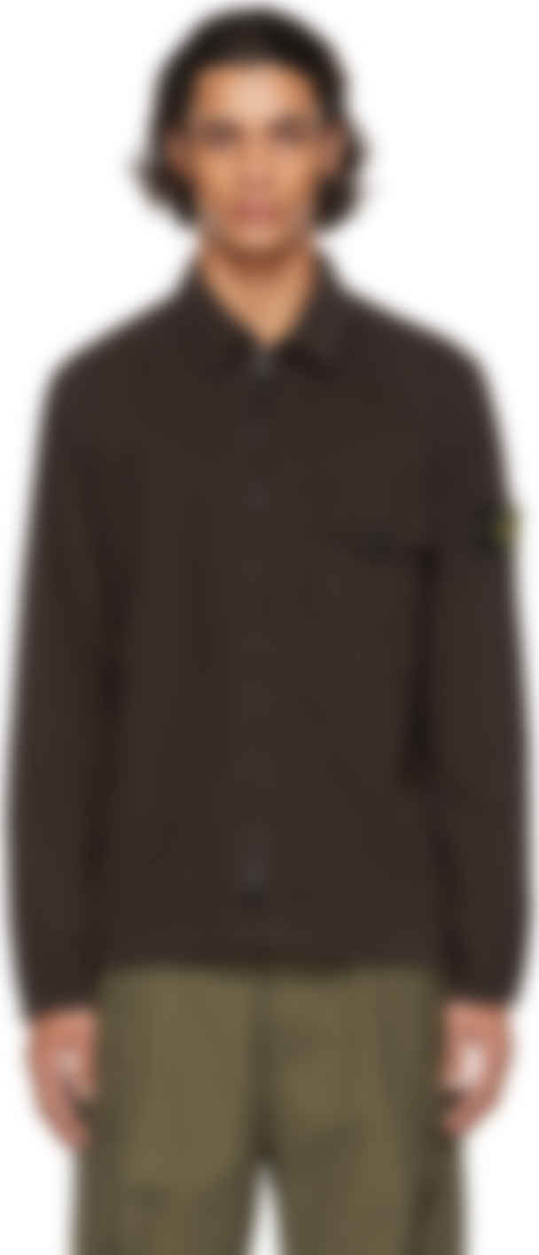 ブラウン リサイクル コットン オーバーシャツ ジャケット