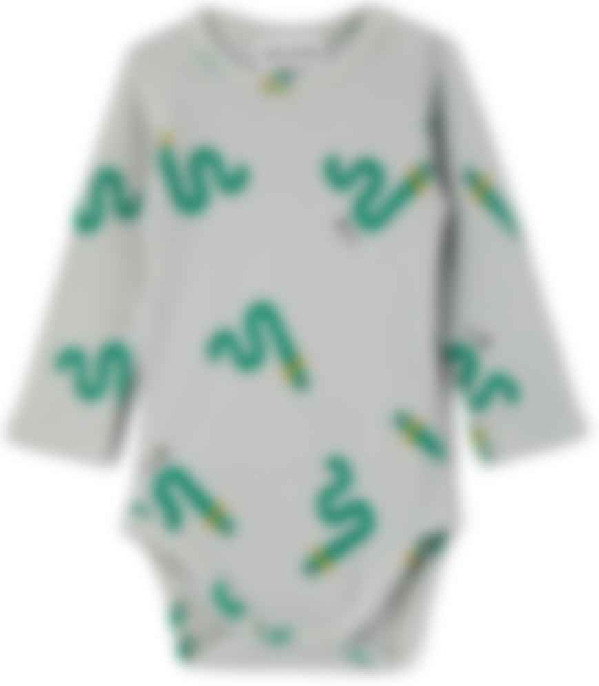Baby Grey Scholar Worm All Over Bodysuit By Bobo Choses Ssense