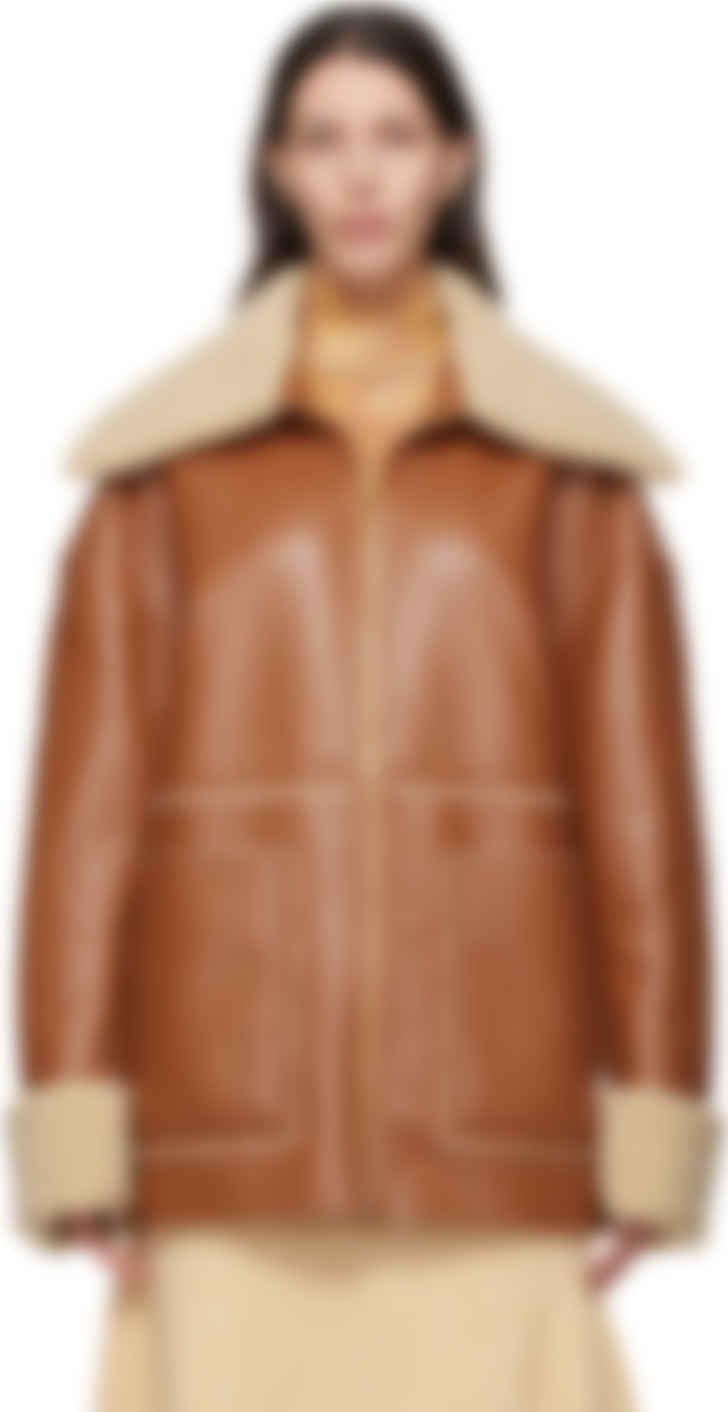 orange shearling jacket