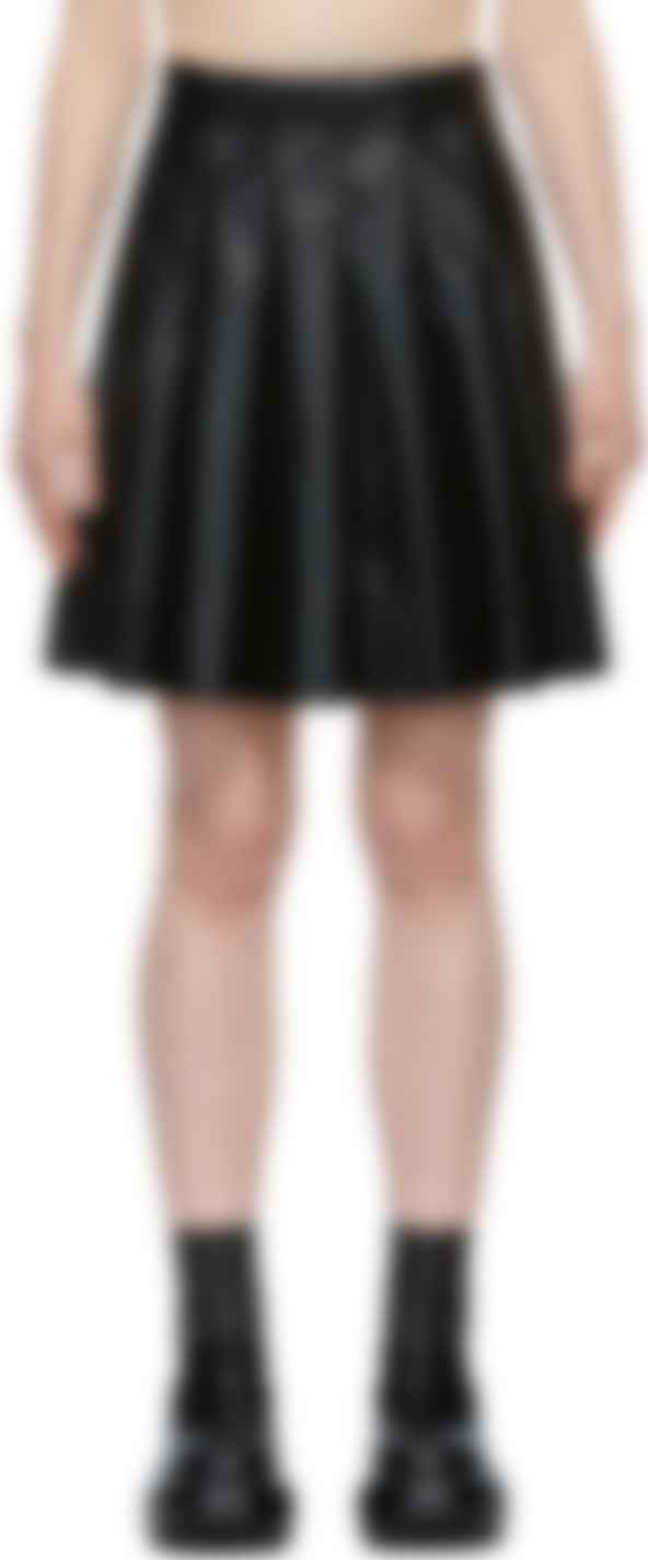 faux leather pleated skirt knee length