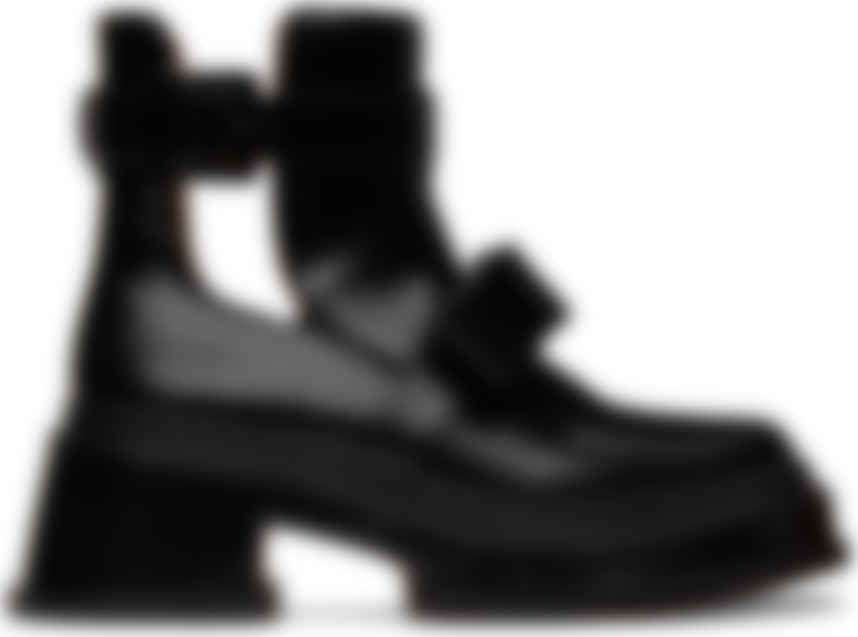 black bow ankle boots