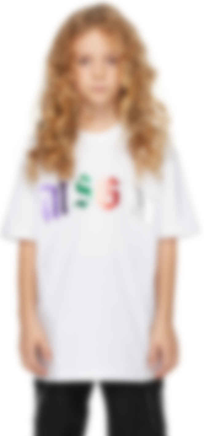 Kids White Logo T-Shirt by MSGM Kids | SSENSE