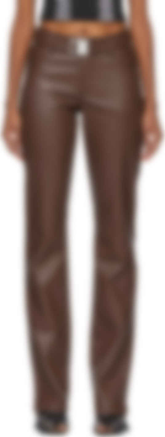 tan faux leather trousers