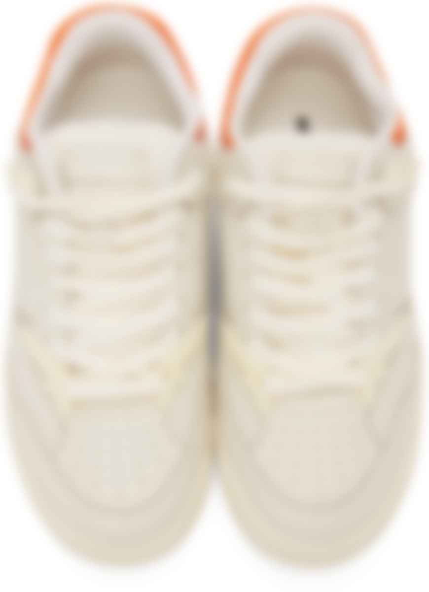 Off-White & Orange Leather Sneakers by Heron Preston on Sale