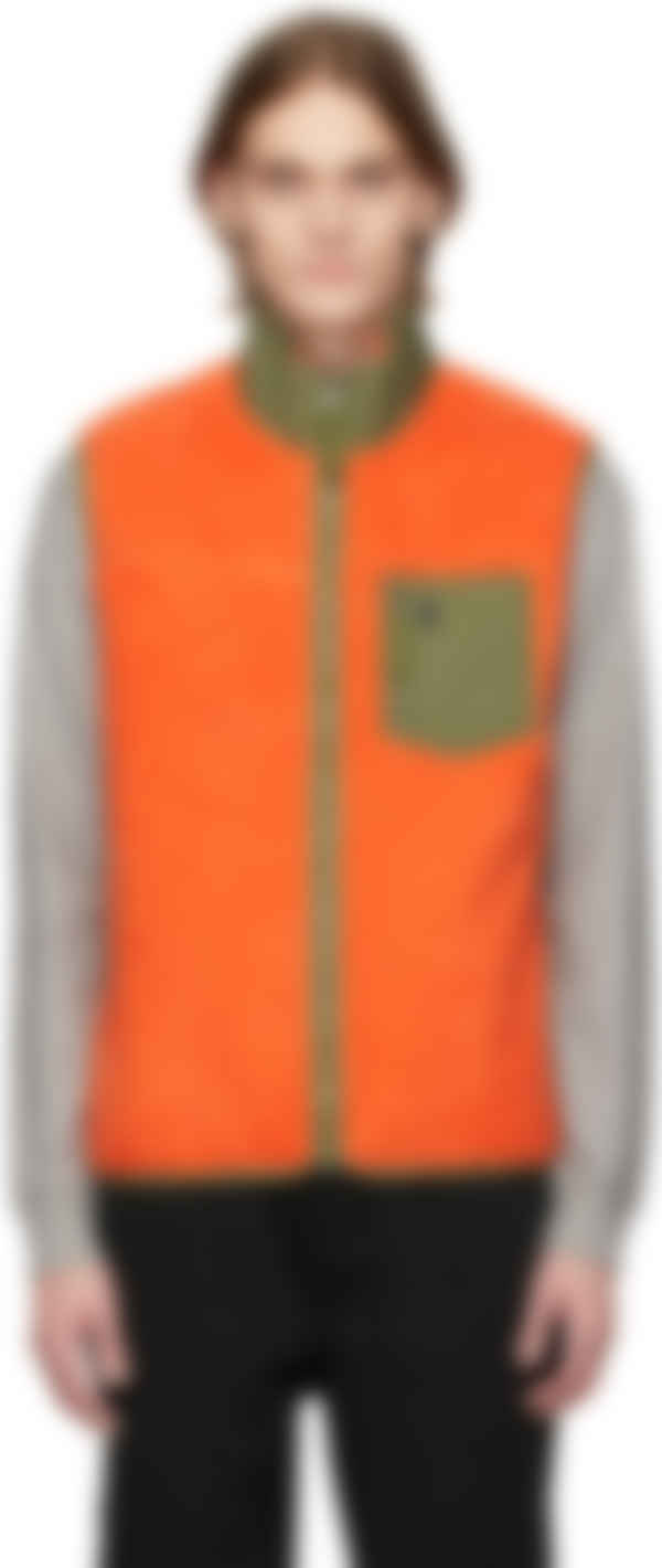 Polo Ralph Lauren Orange Fleece Hybrid Vest Ssense