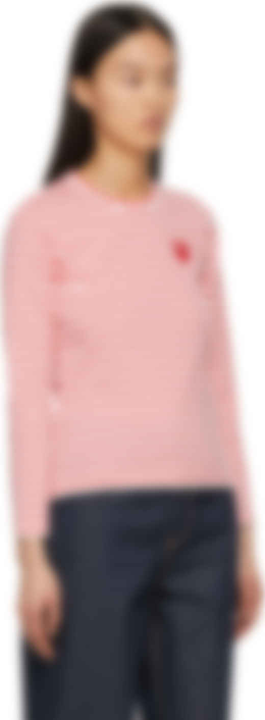 comme des garcons t shirt pink heart
