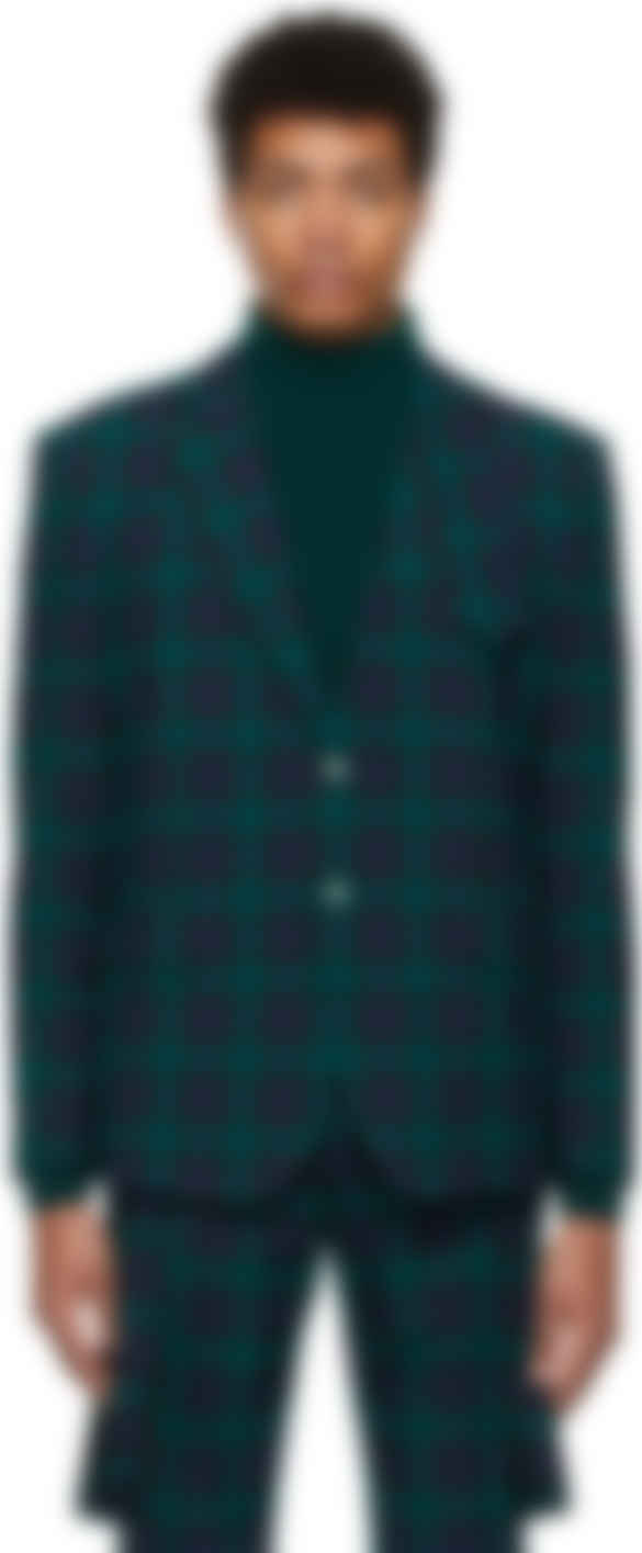 navy check blazer