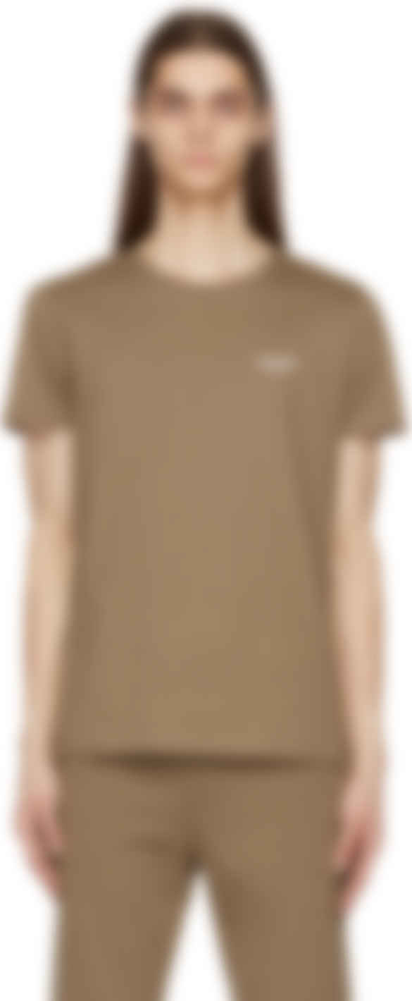 En effektiv Premier tjene Balmain: Brown Flock Logo T-Shirt | SSENSE