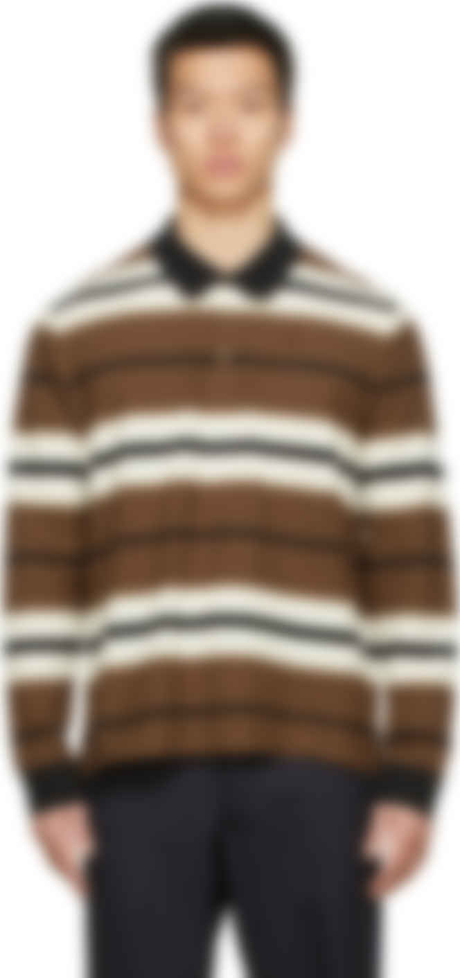 brown striped polo