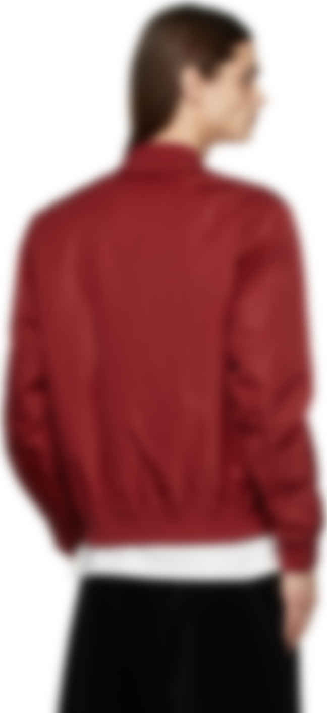 red nylon bomber jacket