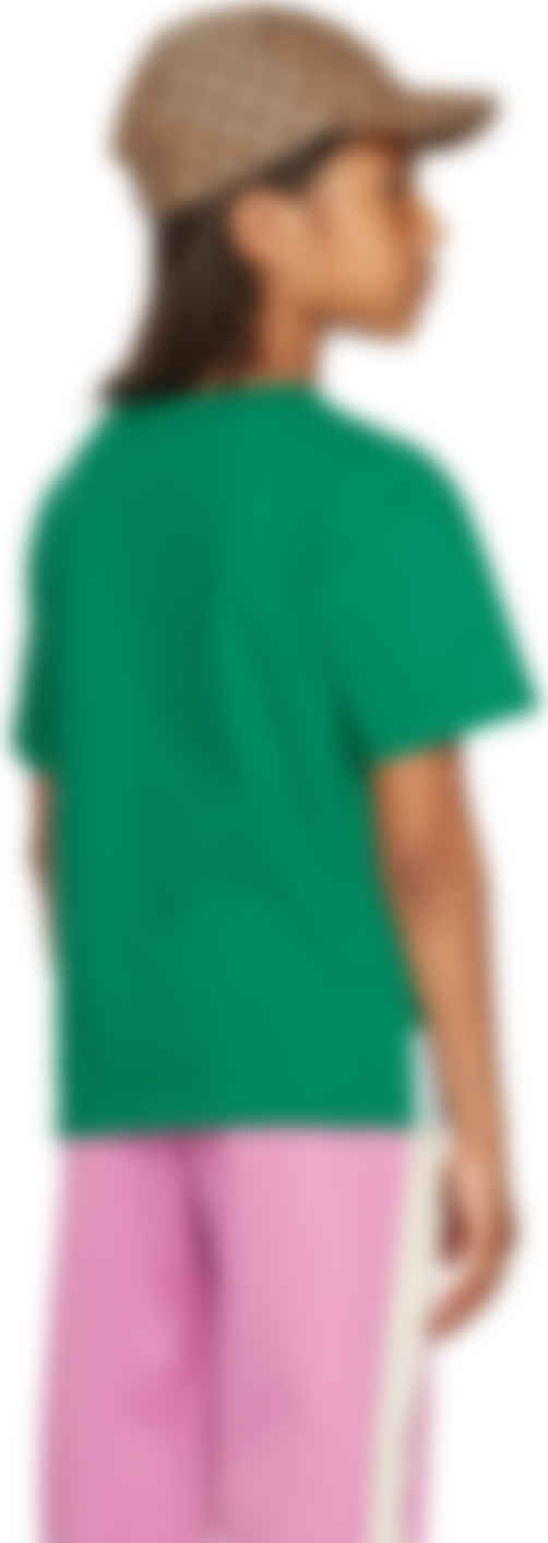 Kids Green Cotton Cat Print T-Shirt by Gucci | SSENSE