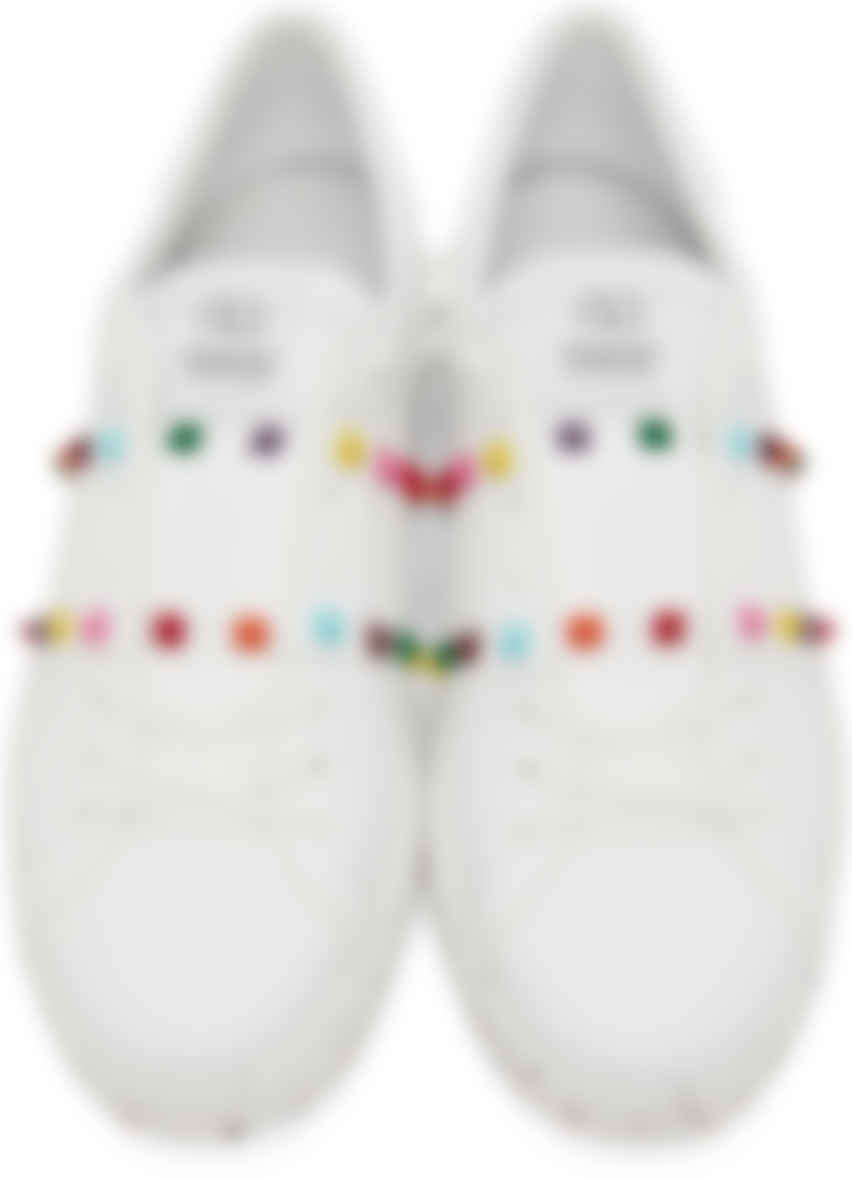 Valentino Garavani: White & Multicolor Open For A Change Sneakers 