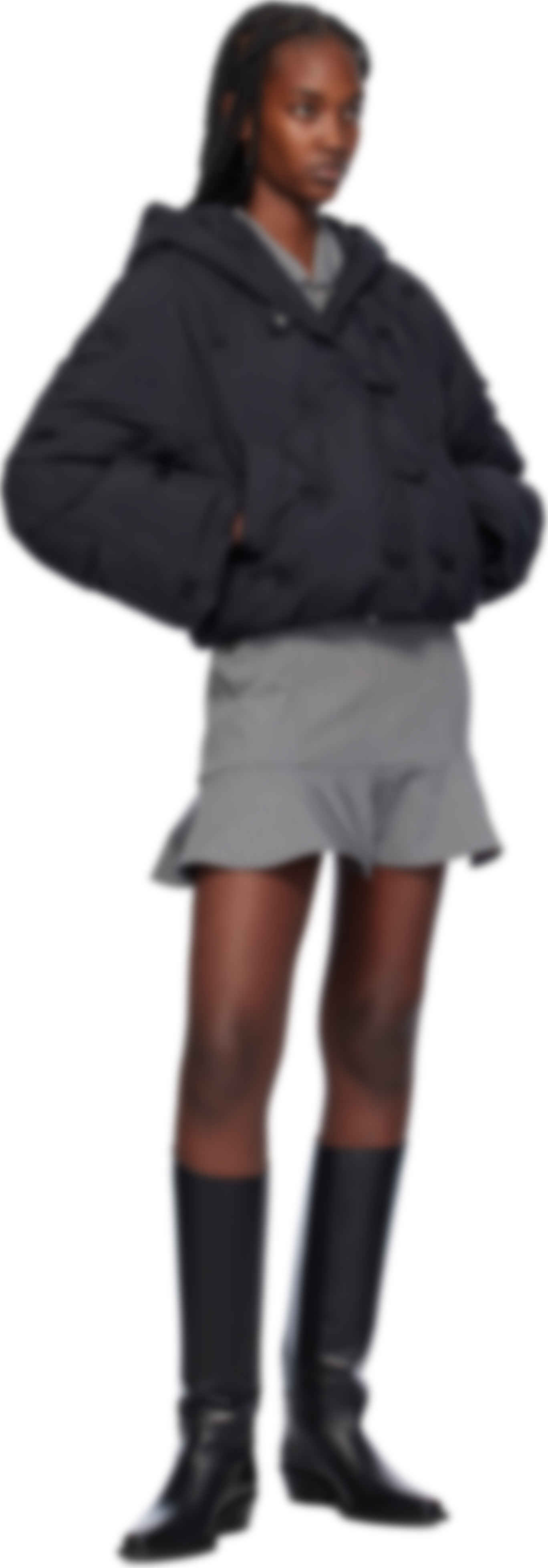 Black Short Tech Down Puffer Jacket