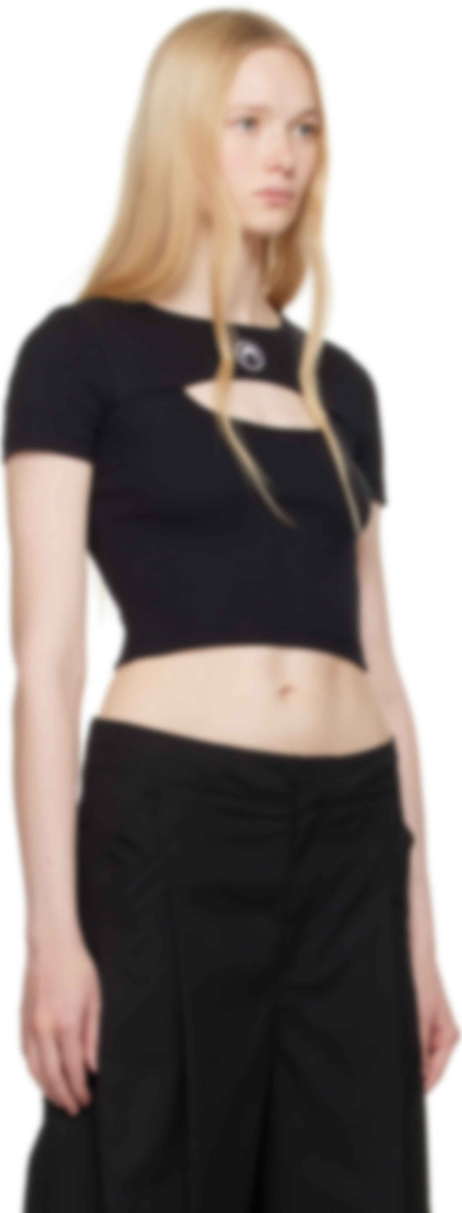 Black Moon Logo Ribbed Jersey Cut-Out T-shirt