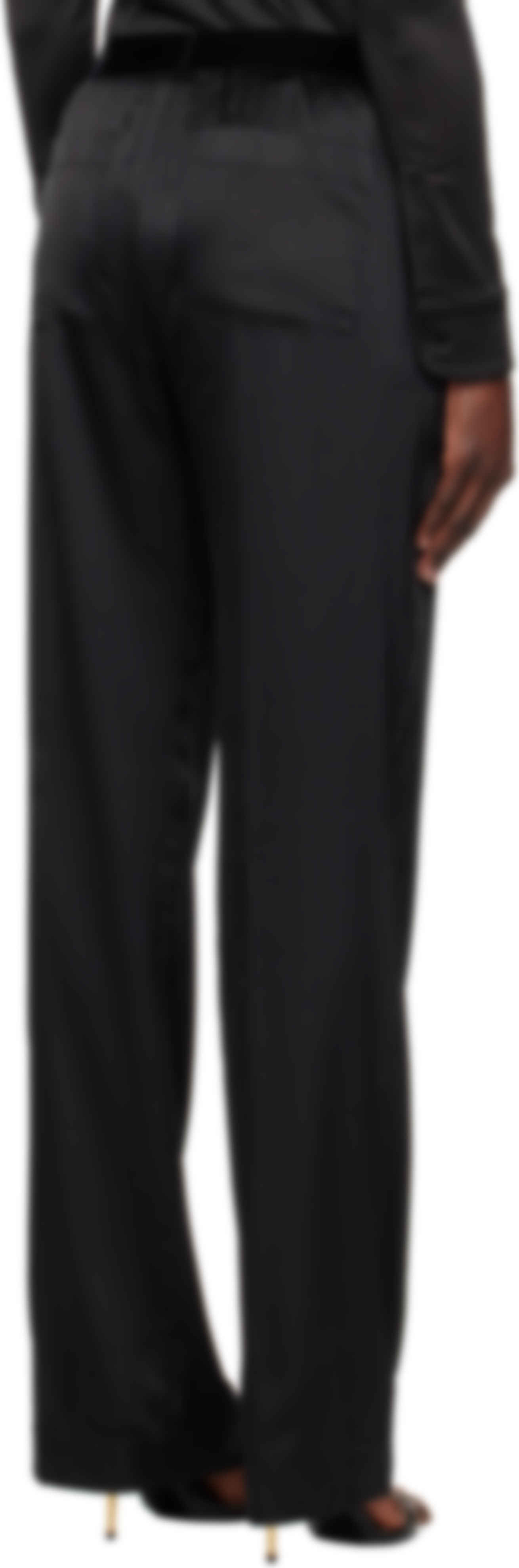 Black Stretch Silk Satin Lounge Pants