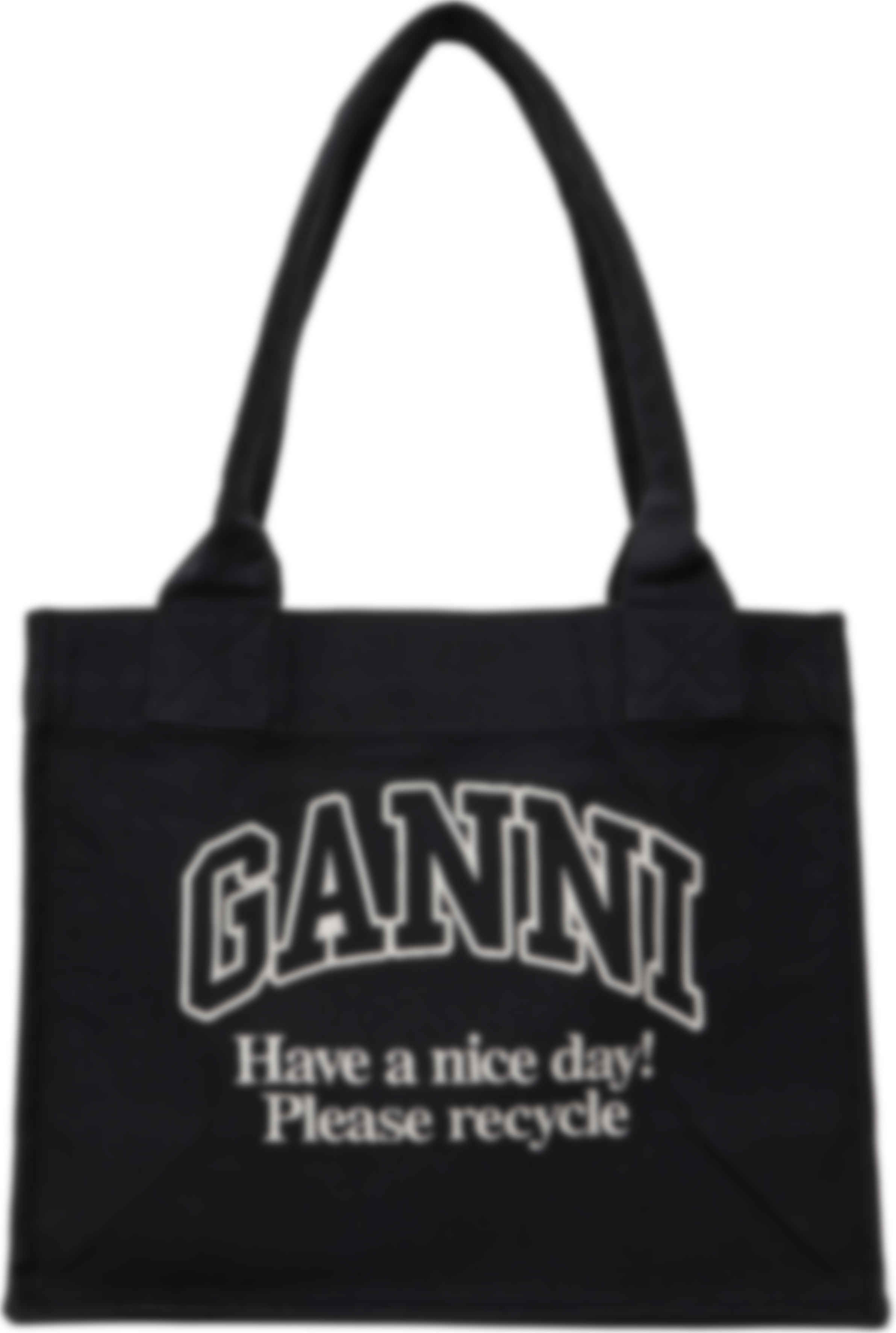 Black Contrasted Logo Large Canvas Tote