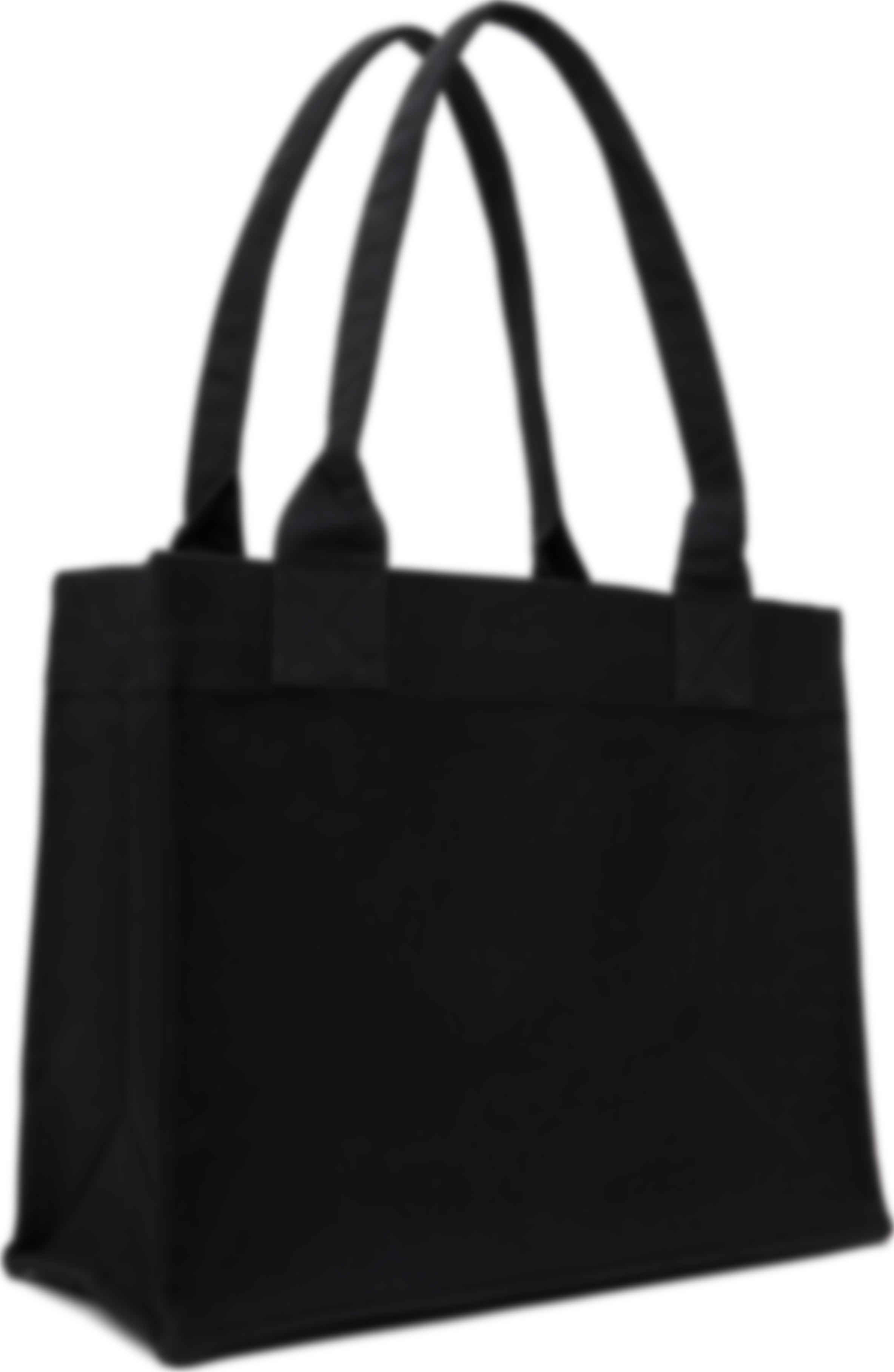 Black Contrasted Logo Large Canvas Tote